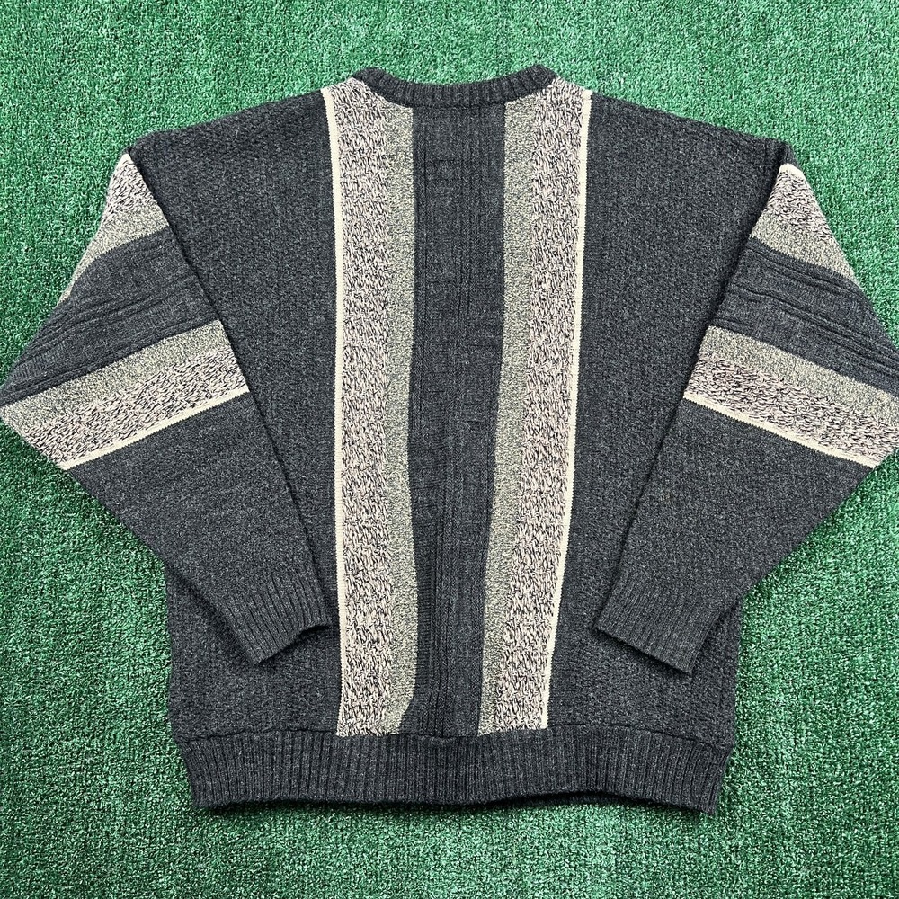 VTG Classics by Palmland Vertical Striped Sweater Mens XL Gray Acrylic Wool 90s - Picture 4 of 6
